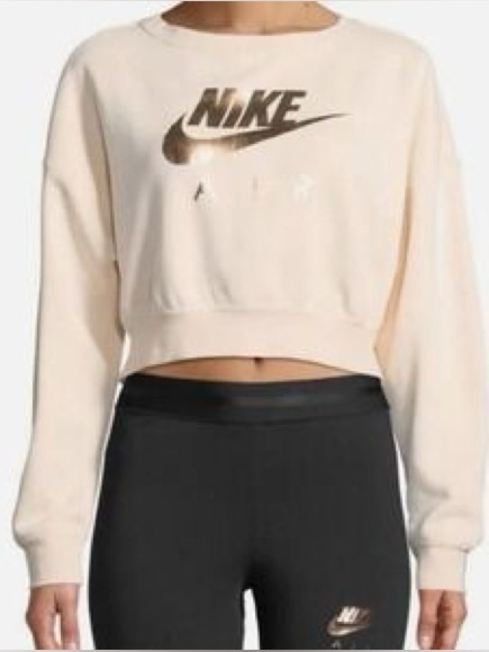 Nike Light Pink Cropped Crewneck Sweatshirt Rose Gold Women’s Size M